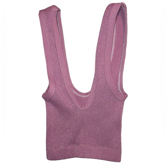 NWOT Free People Movement Purple Happiness Runs Scoop Neck Lurex Sport Bra - Picture 4 of 8